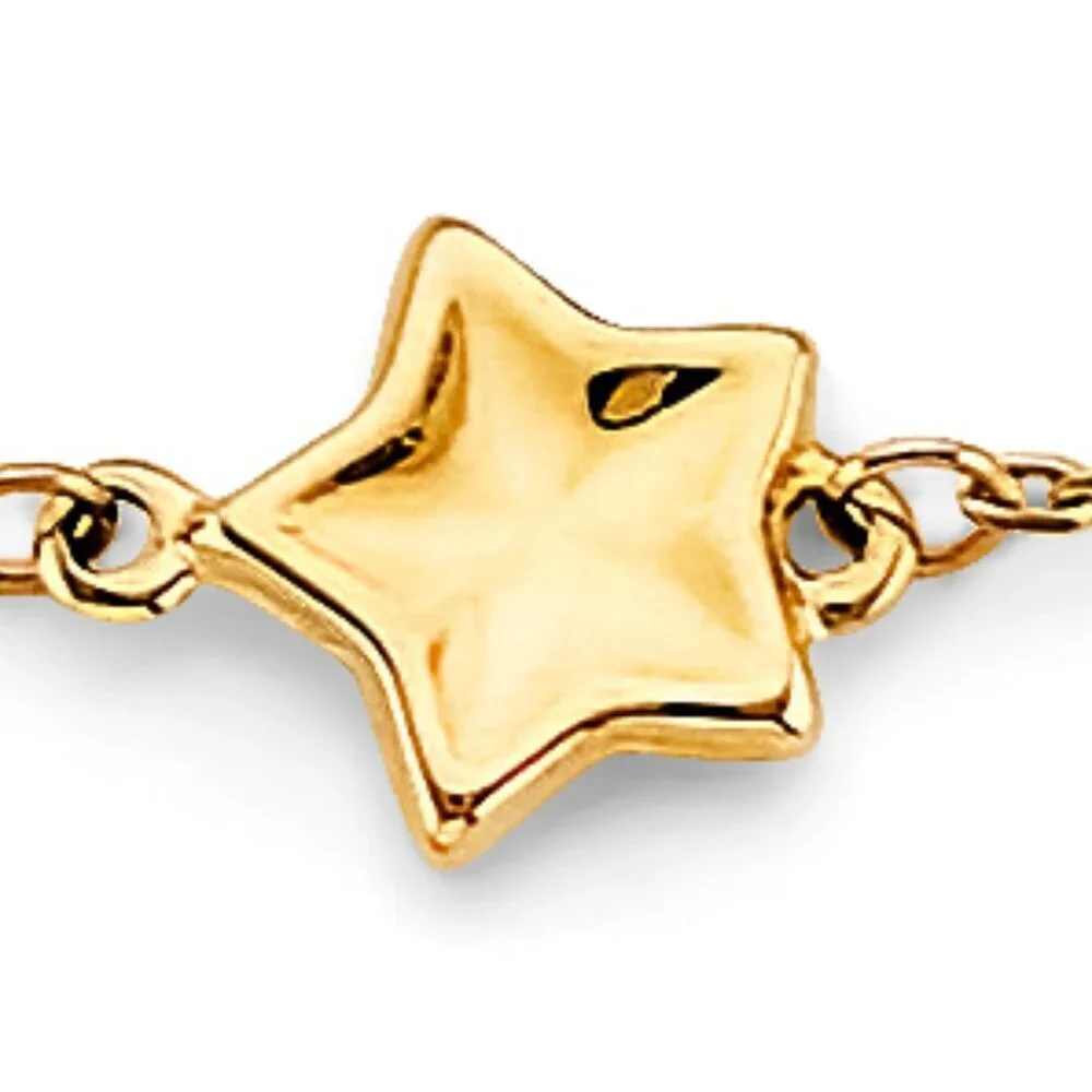 KIDS GIRLS 14K 3 COLOR GOLD STAR BALL Bracelet 5